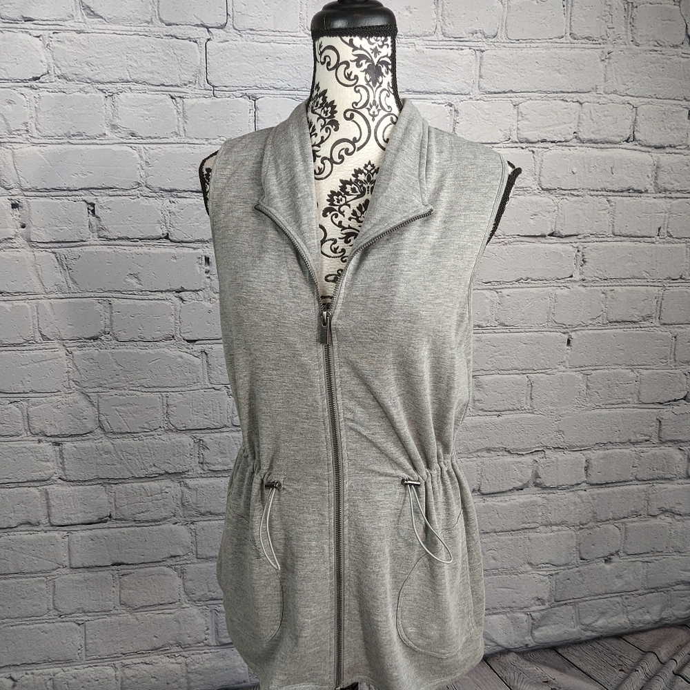 Cable & gauge women's sleeveless stretch knit zip front vest size m pockets b22